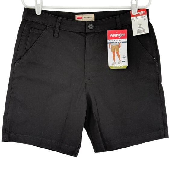 Wrangler Men's Five Star Premium Stretch Regular Fit Black Shorts Size 32x7 NWT - Picture 1 of 11